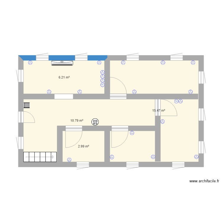 plant. Plan de 4 pièces et 35 m2