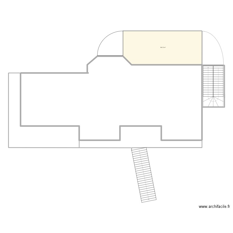 BETON. Plan de 1 pièce et 36 m2