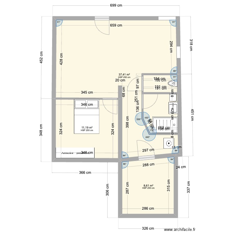 polo 2. Plan de 3 pièces et 57 m2