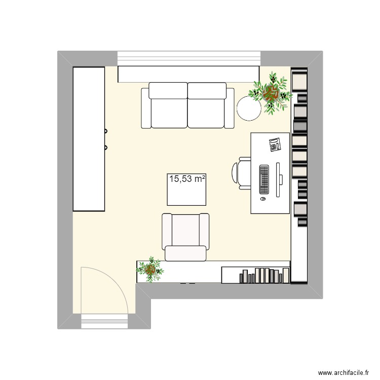 Bureau 2024. Plan de 1 pièce et 16 m2