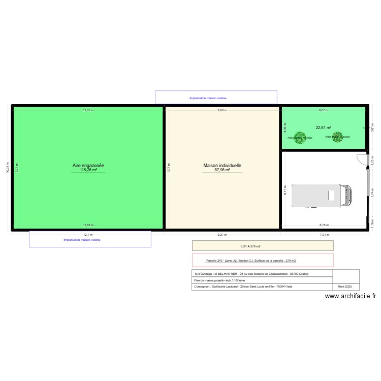 Plan de masse Drancy. Plan de 4 pièces et 226 m2