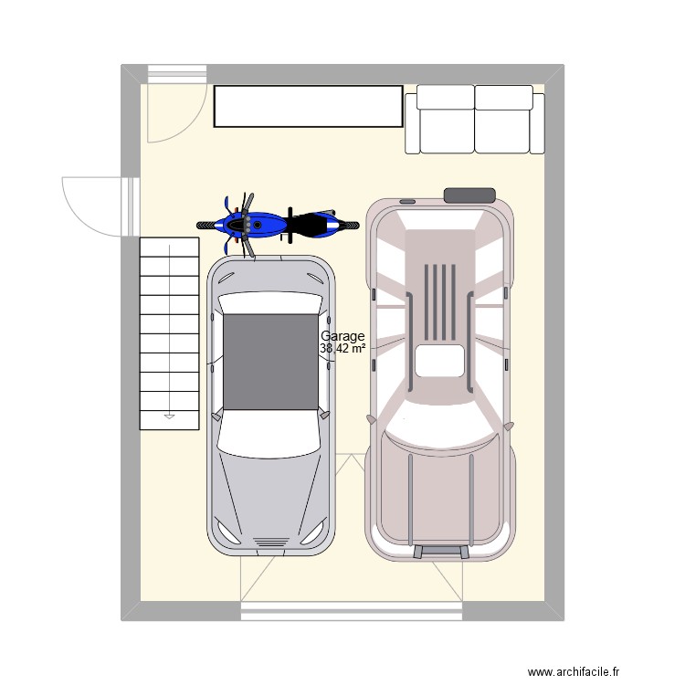 Garage Us. Plan de 1 pièce et 38 m2