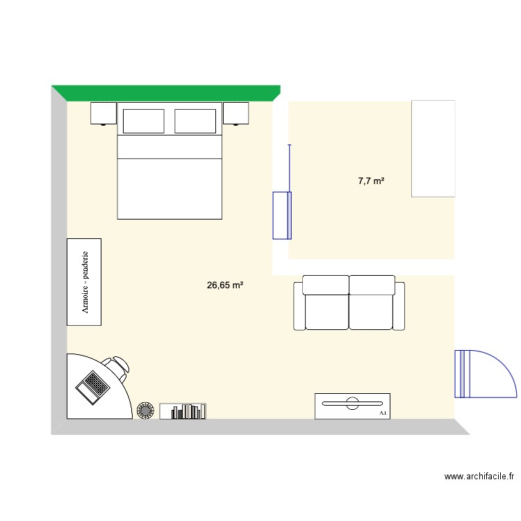 chambre natural hotel . Plan de 2 pièces et 34 m2