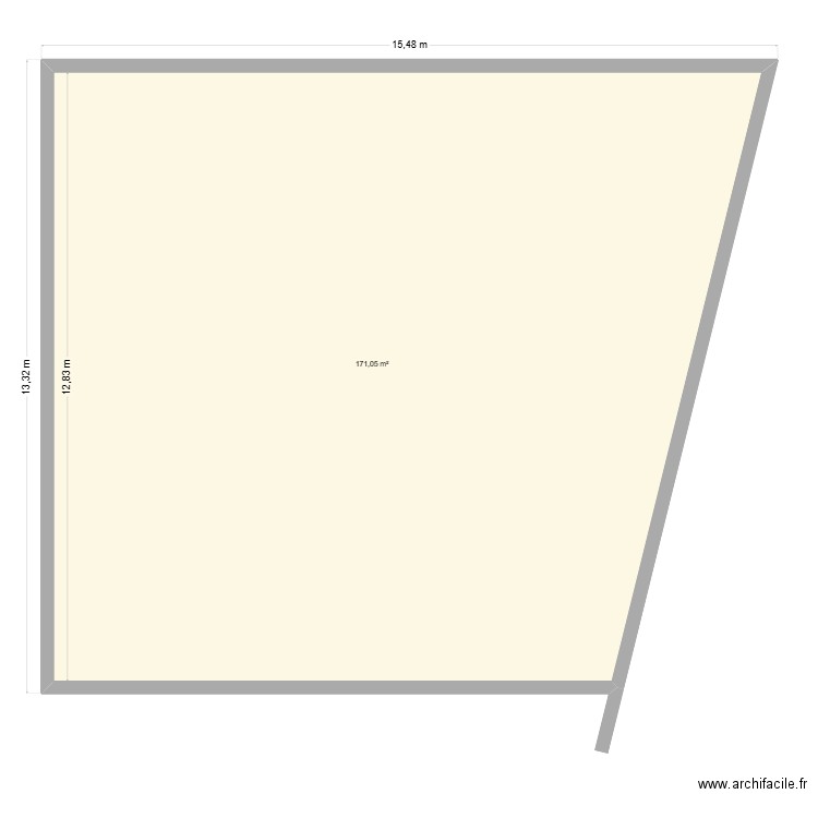 extension. Plan de 1 pièce et 171 m2