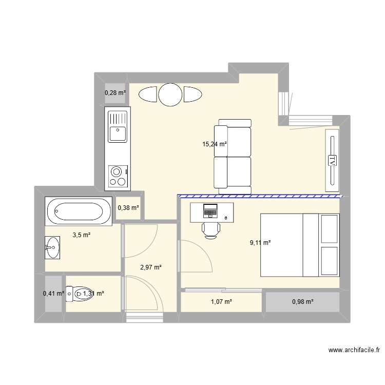 Plan GASU 23 NAT 2. Plan de 10 pièces et 35 m2