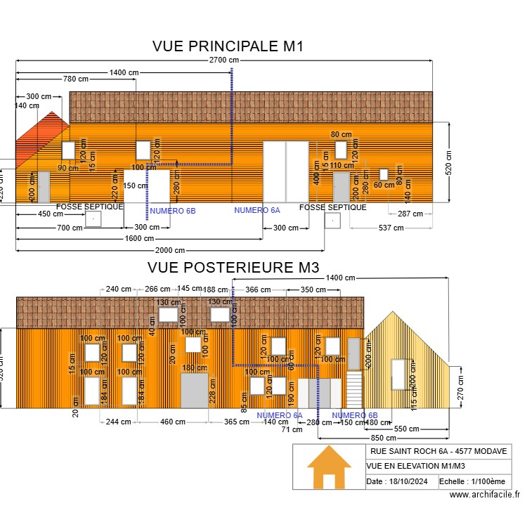 V.RADOUX - VUE EN ELEVATION M1/M3 - V2.22. Plan de 0 pièce et 0 m2