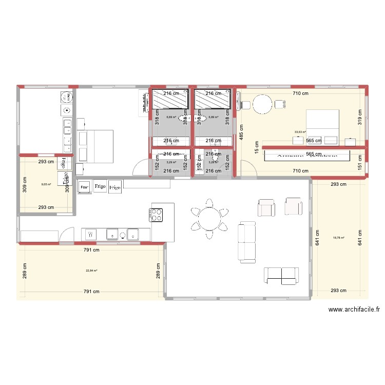 ProjetoMeioReforma3B. Plan de 8 pièces et 105 m2