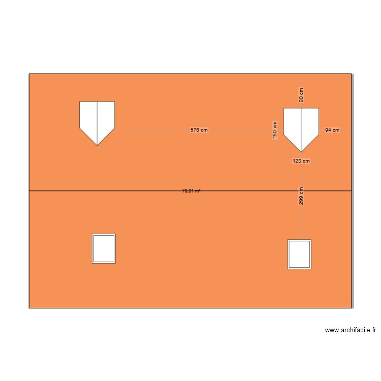 maison. Plan de 1 pièce et 79 m2