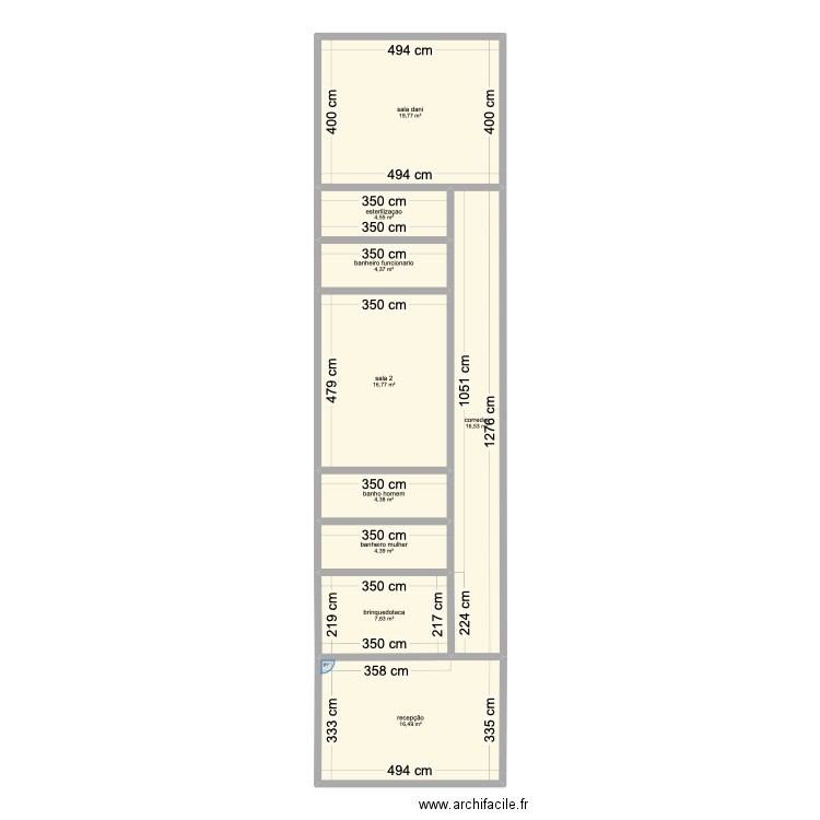 clinica dani. Plan de 9 pièces et 95 m2