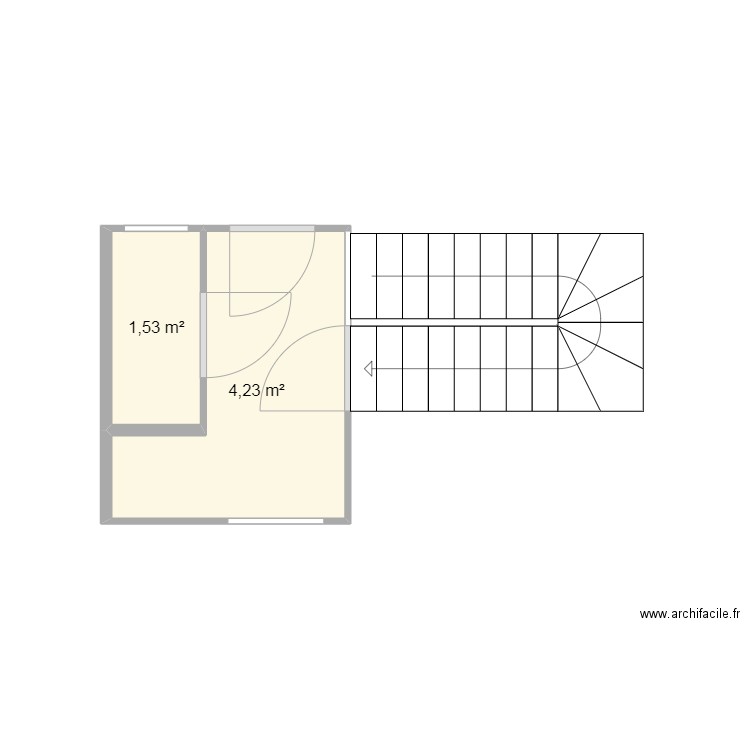 entree. Plan de 2 pièces et 6 m2