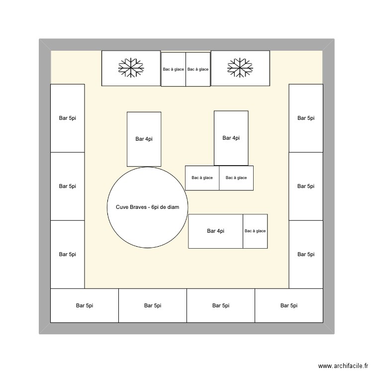 Bar FMG 20x20 - Braves cuve 6pi. Plan de 1 pièce et 37 m2