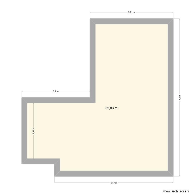 Dallage nord. Plan de 1 pièce et 33 m2