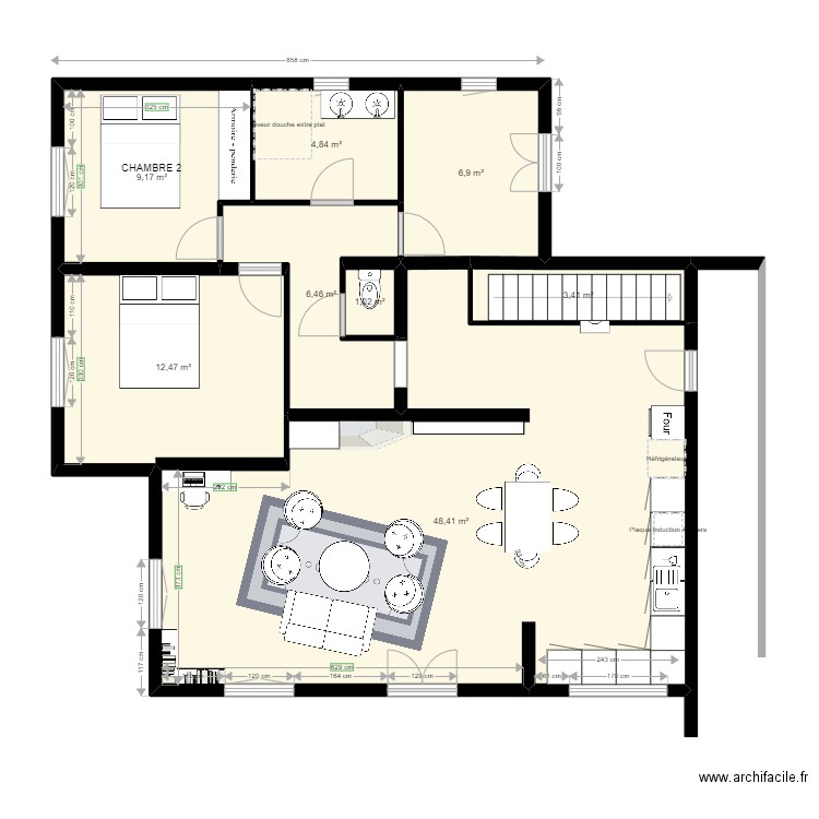 CEDRES RDC MEUBLES. Plan de 8 pièces et 93 m2