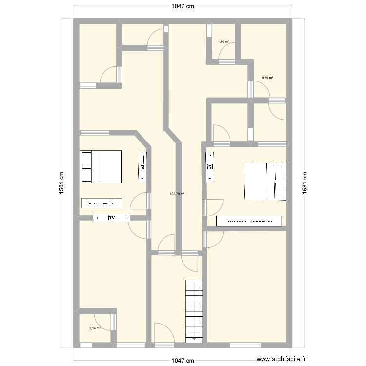 plan deux studios. Plan de 4 pièces et 137 m2