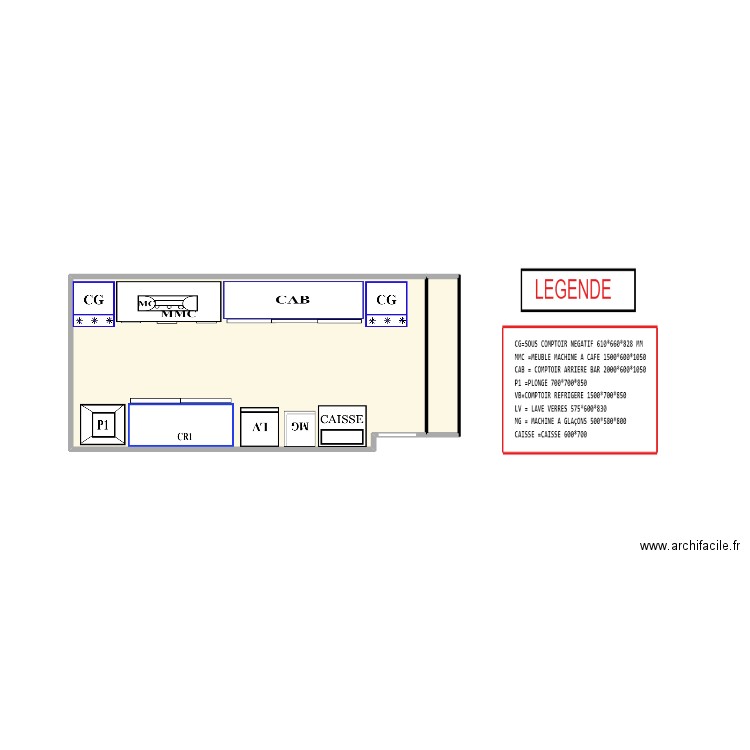 COIN CAFE RESTAURANT MARRAK. Plan de 2 pièces et 13 m2