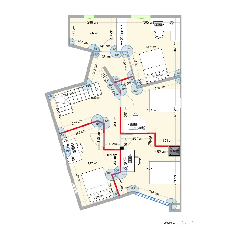 Maison Daix Etage v2. Plan de 7 pièces et 72 m2