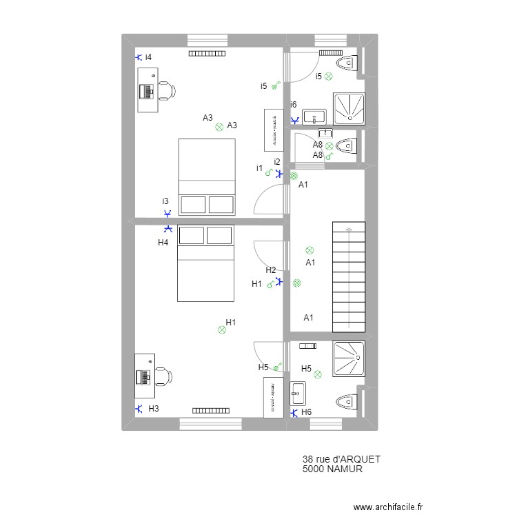   Arquet 2em. Plan de 7 pièces et 49 m2