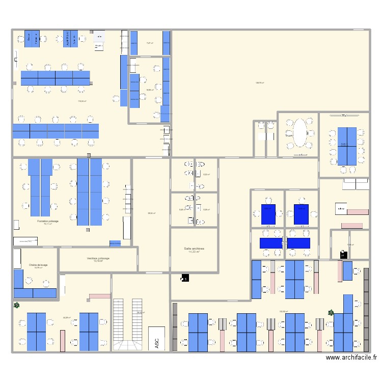 Polissage 2025 V3 + open space DIG. Plan de 20 pièces et 684 m2