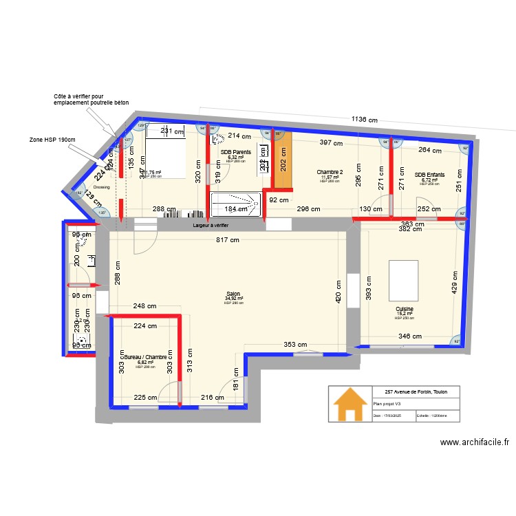 257 Forbin Projet V4. Plan de 9 pièces et 97 m2