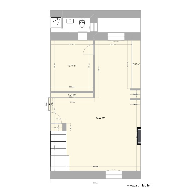 Pouzols. Plan de 5 pièces et 57 m2