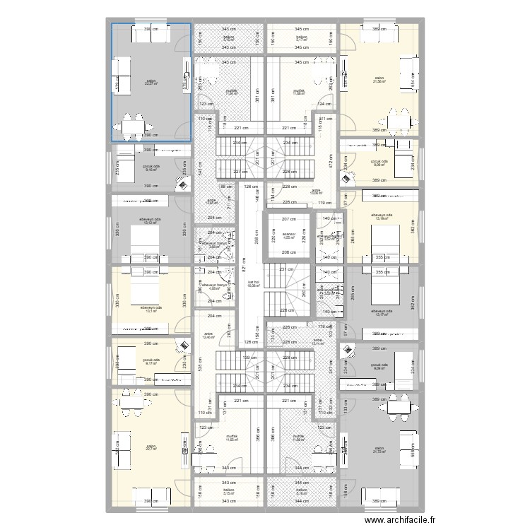 celaliye 1256/5 4 daire dubleks . Plan de 30 pièces et 332 m2