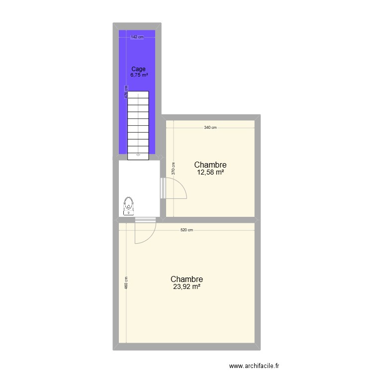 2ème mulkens. Plan de 3 pièces et 43 m2