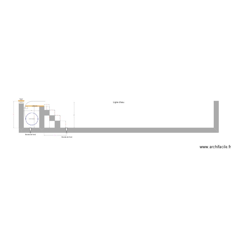 Plan coupe piscine avec volet. Plan de 0 pièce et 0 m2