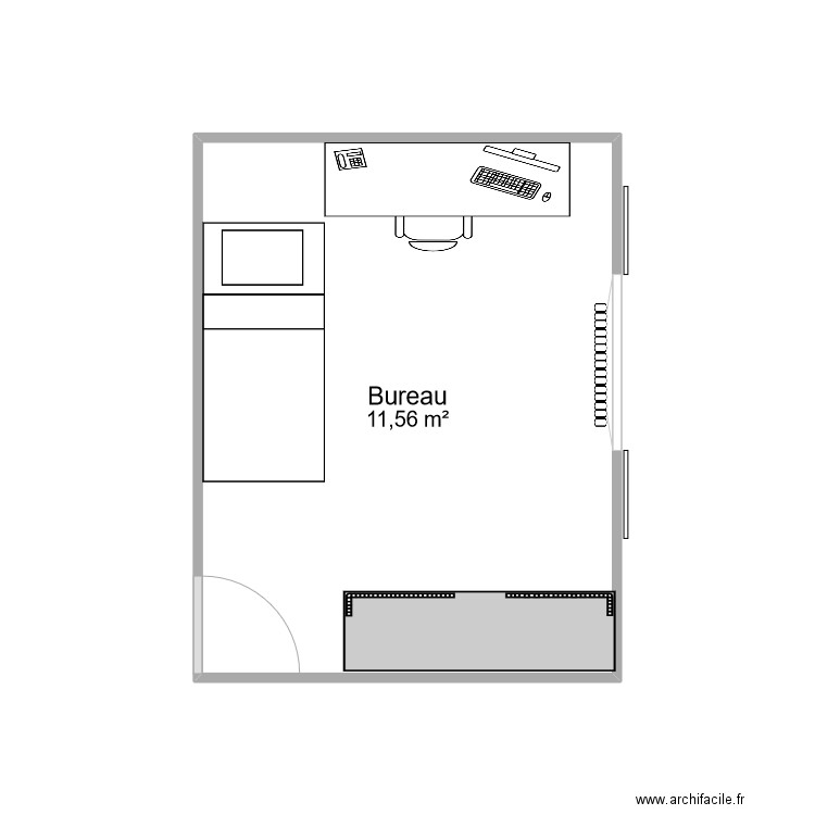 Marilou Bureau. Plan de 1 pièce et 12 m2