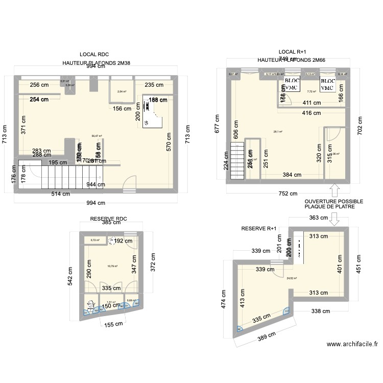 LOCAL OTG. Plan de 19 pièces et 141 m2