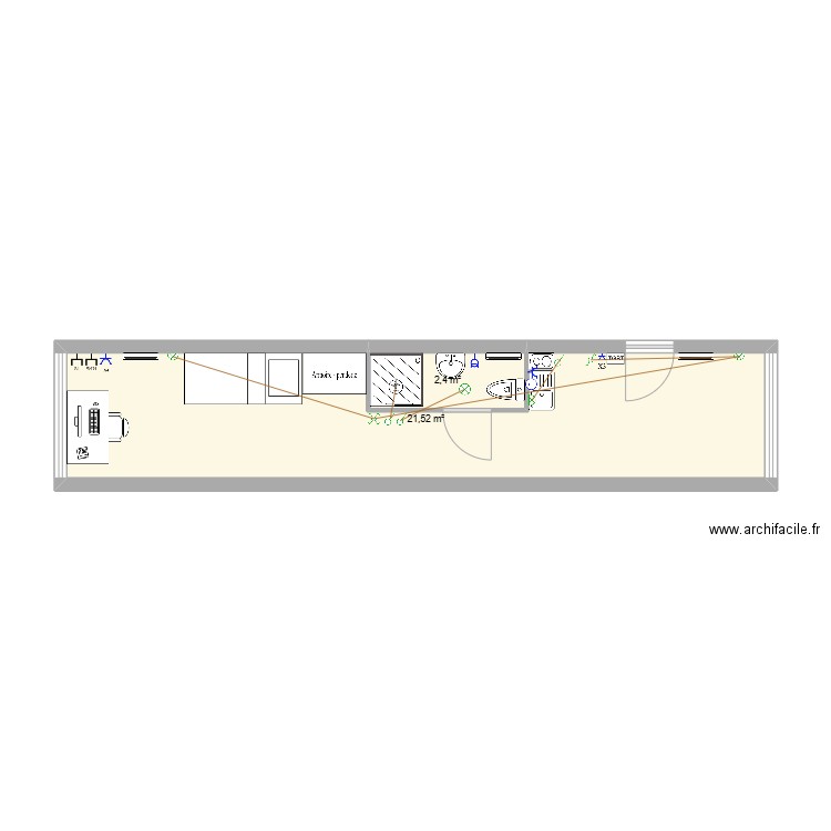 NAILA. Plan de 2 pièces et 24 m2