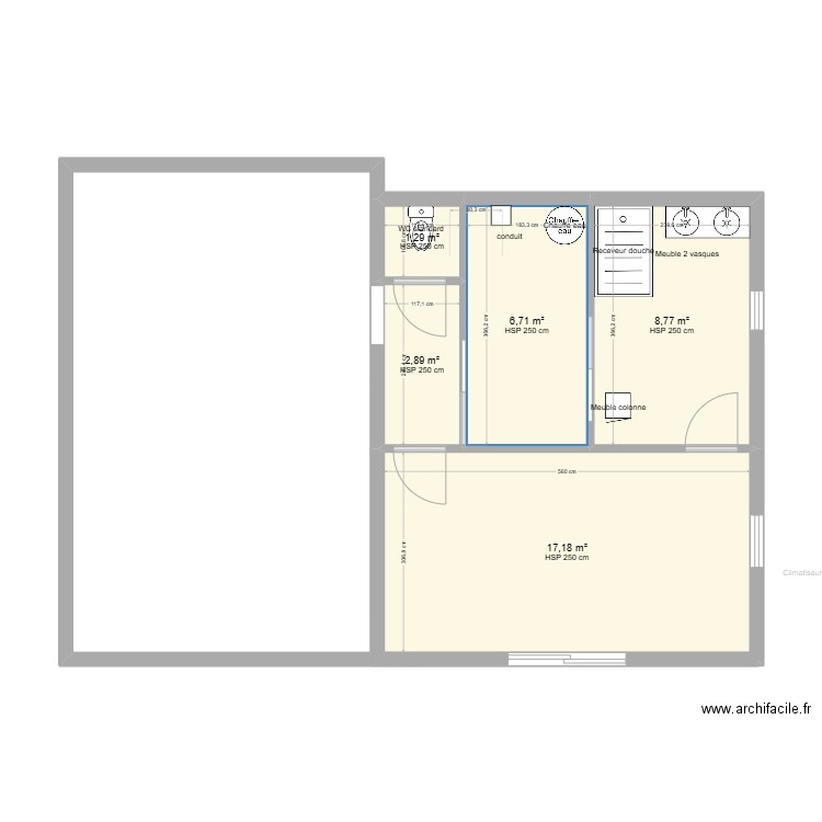 vue d'en haut. Plan de 6 pièces et 75 m2