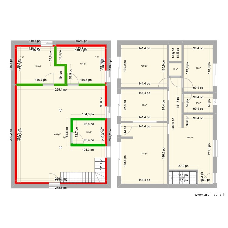 sous-sol. Plan de 16 pièces et 142 m2