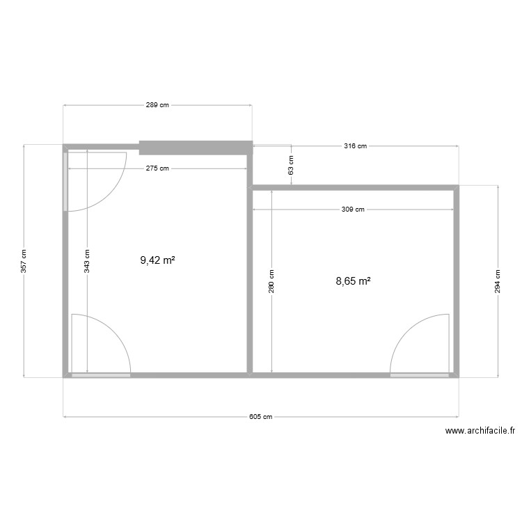 clinique mathieu macon. Plan de 2 pièces et 18 m2