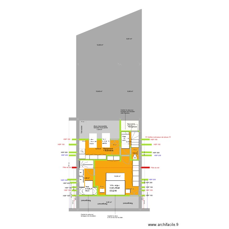 BAUCQ 77 4e étage VF. Plan de 12 pièces et 96 m2