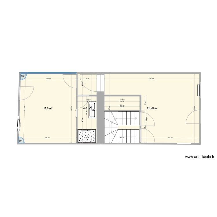 AMENAGEMENT RDC. Plan de 3 pièces et 41 m2