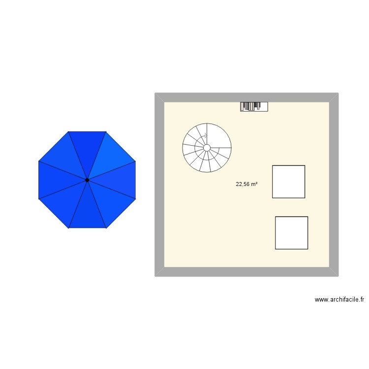 TEst métal concept. Plan de 1 pièce et 23 m2