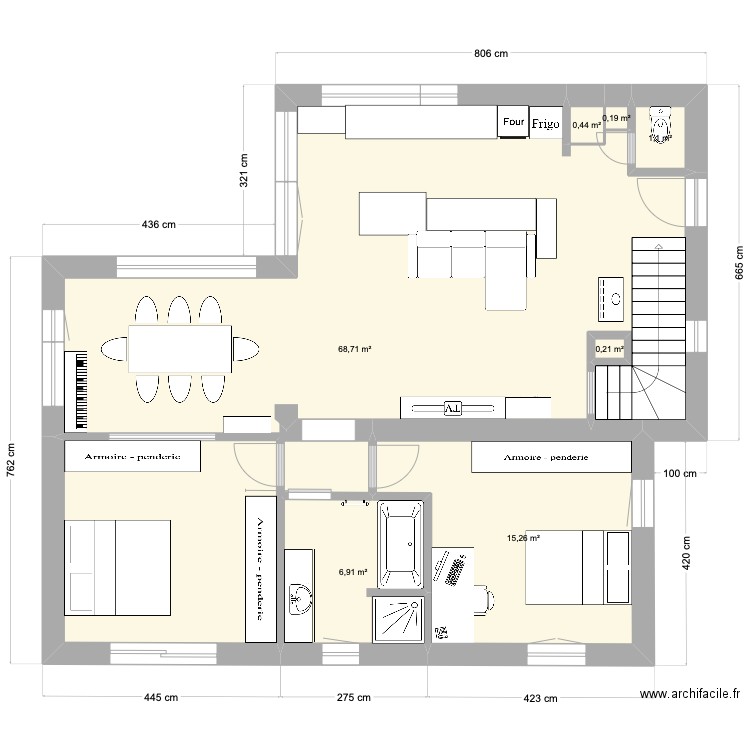 extension maison. Plan de 7 pièces et 93 m2