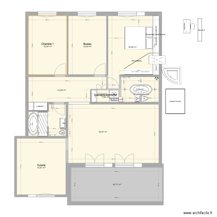 s.bain V3. Plan de 9 pièces et 124 m2