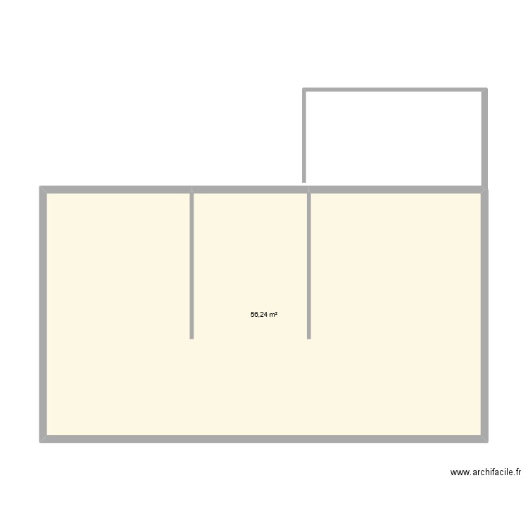 appartement. Plan de 1 pièce et 56 m2