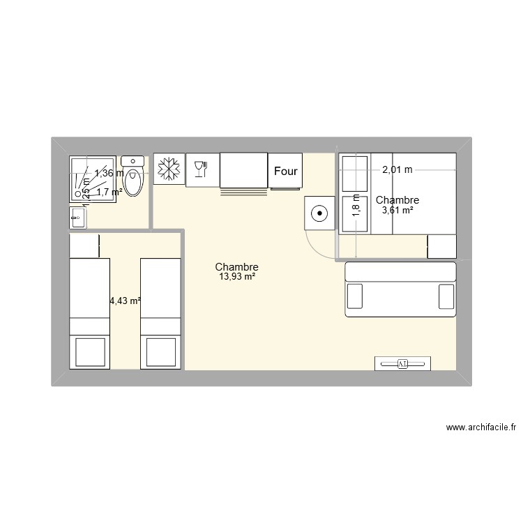 chalet 2. Plan de 4 pièces et 30 m2