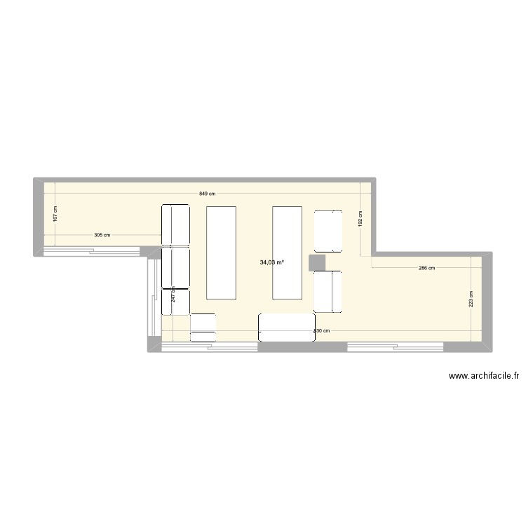 TERRASSE 2. Plan de 1 pièce et 34 m2