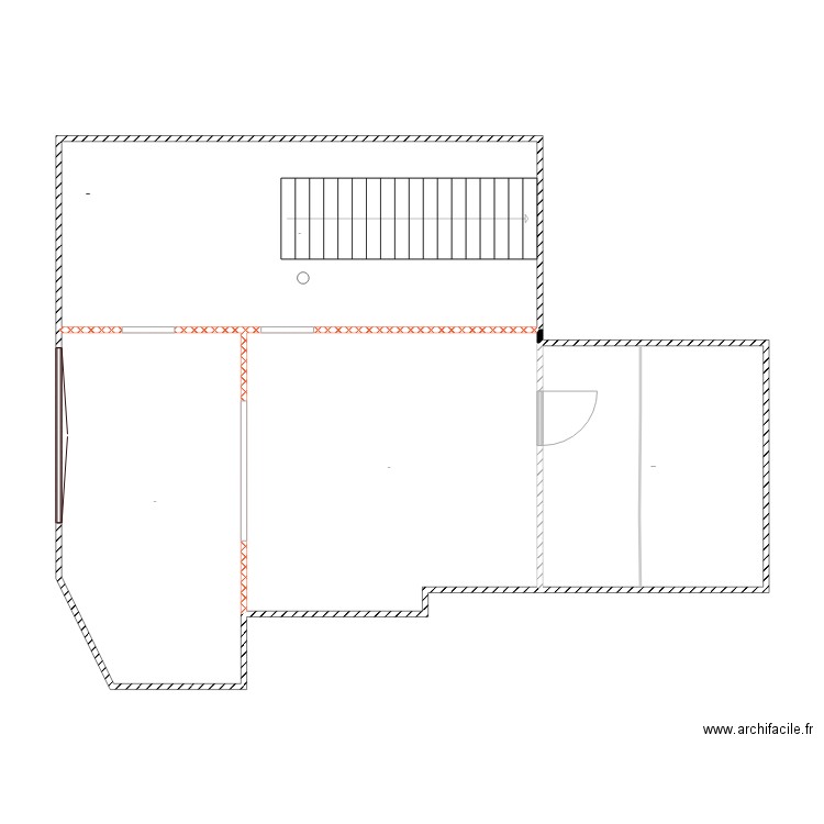 Atelier 30 etage bas avec cloisons. Plan de 4 pièces et 82 m2