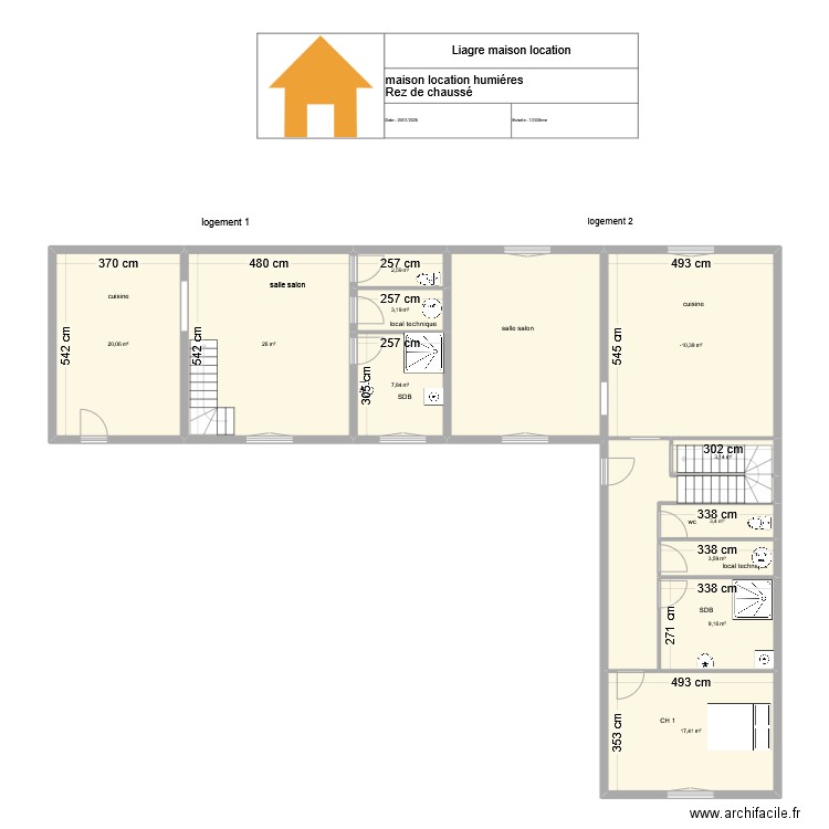 Liagre maison location humiéres. Plan de 11 pièces et 123 m2