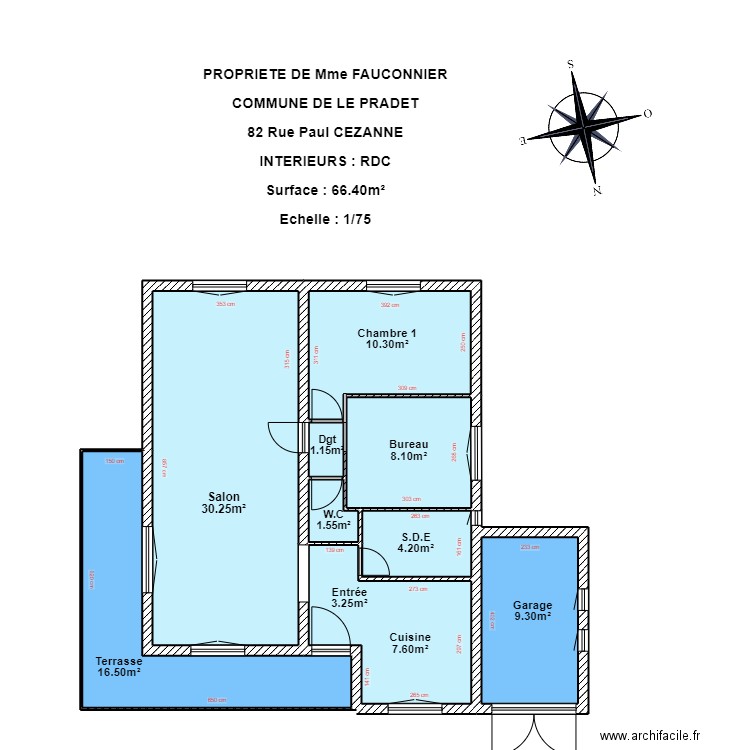 FAUCONNIER. Plan de 9 pièces et 91 m2