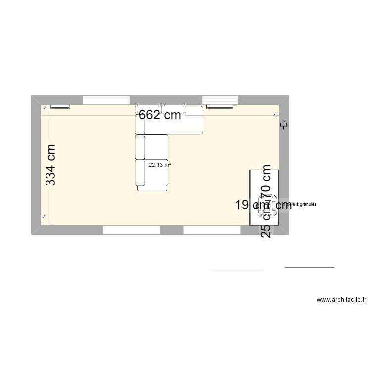 SALON. Plan de 1 pièce et 22 m2