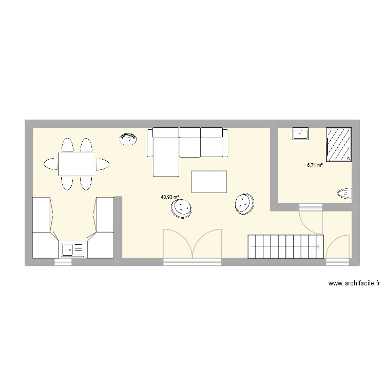 Ilien la Grange. Plan de 2 pièces et 48 m2