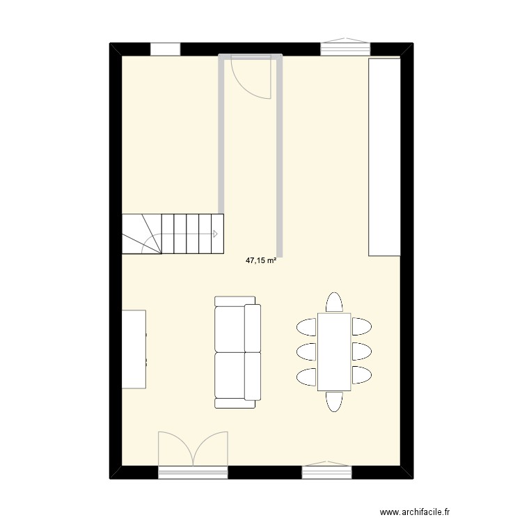 PLAN DECO . Plan de 1 pièce et 47 m2