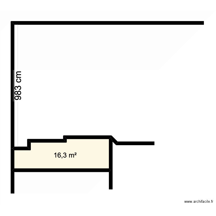 Jardin, projet voile d'ombrage. Plan de 1 pièce et 16 m2