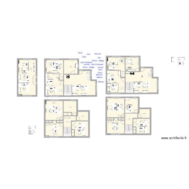 bureau. Plan de 1 pièce et 33 m2