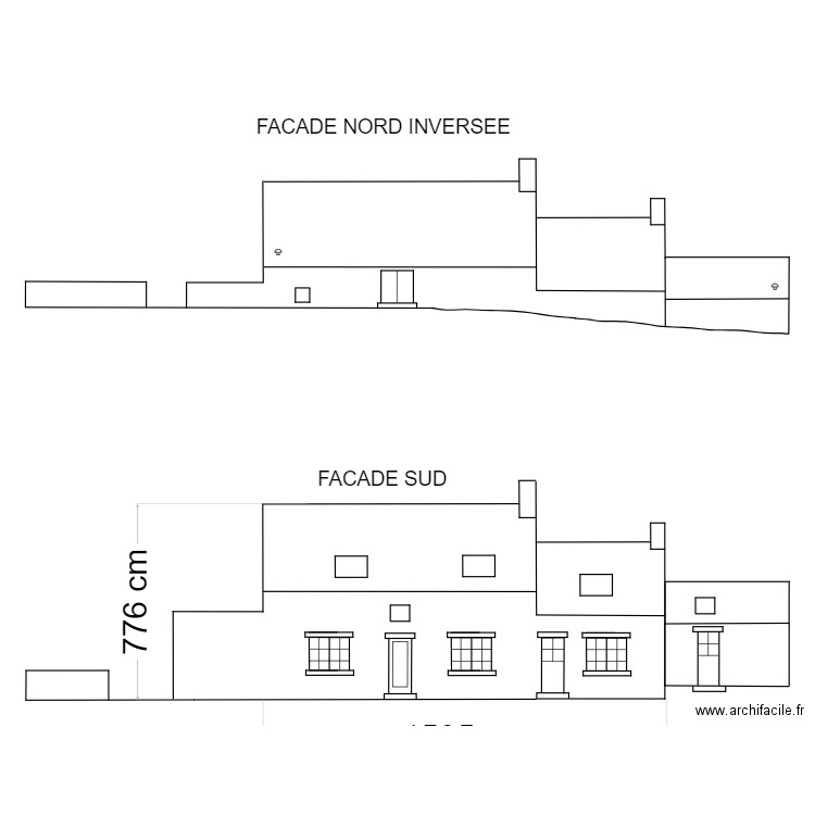 Plan vue facades et toitures. Plan de 0 pièce et 0 m2